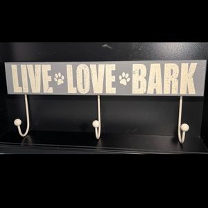 Wooden Distressed Look Painted Dog Leash Key Holder Coat Rack Wall Mount 15”x6”